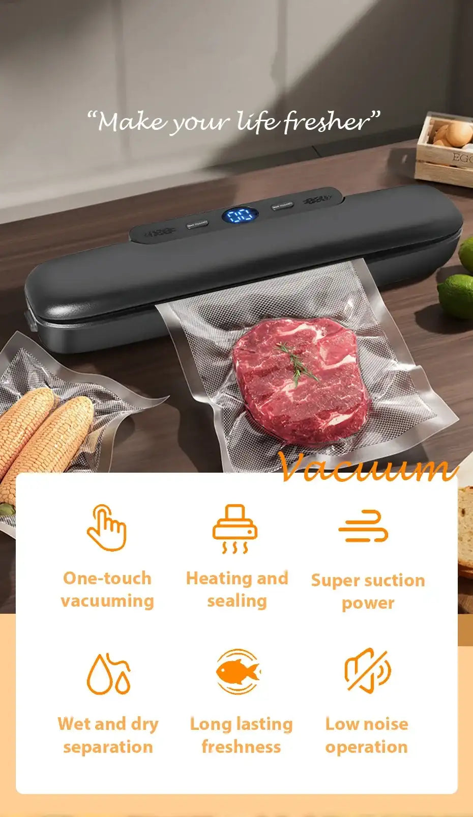 Vacuum Sealer Packaging Machine with 10 Vacuum Bags