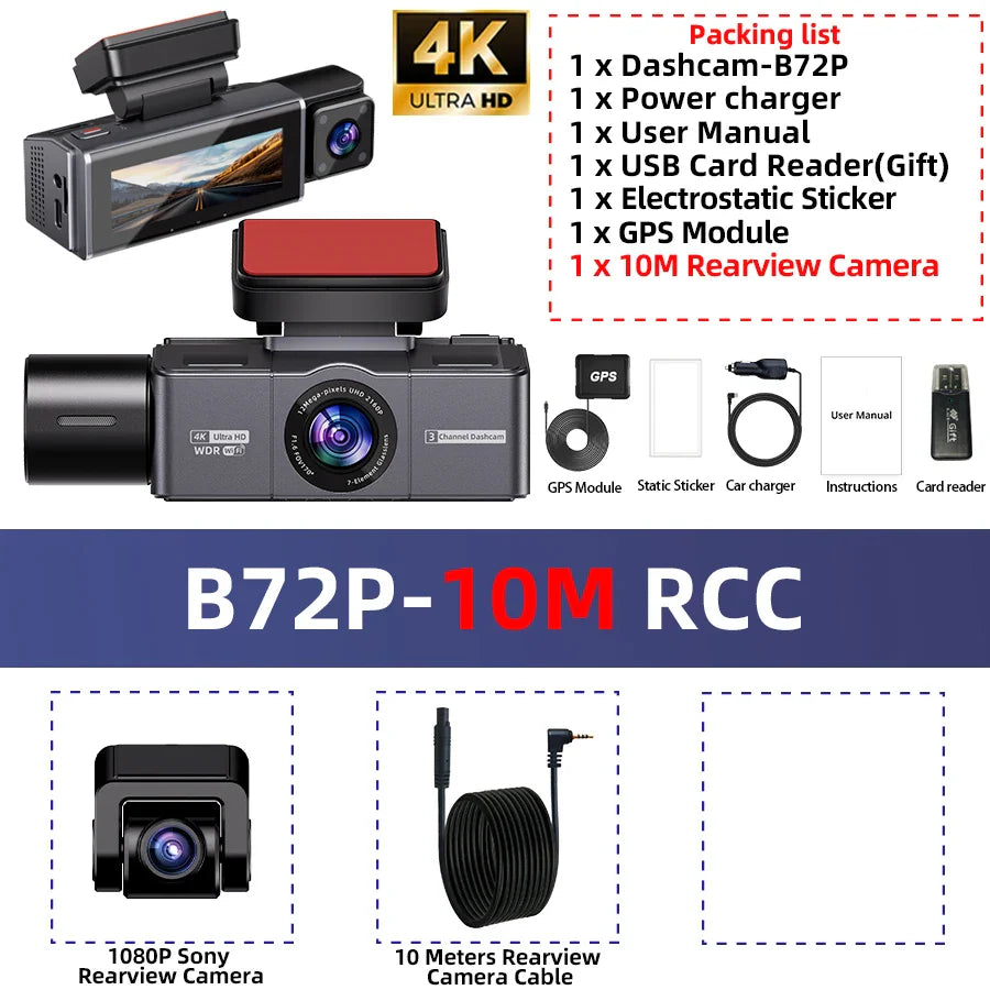 4K 3 Channel Dashcam