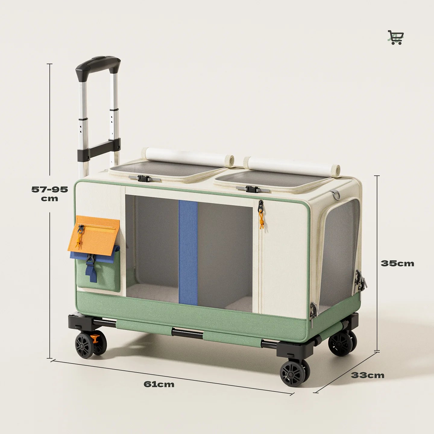 Rolling Cat Carrier with Wheels