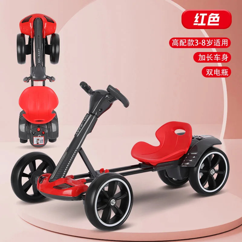 Kids Electric Go Kart with Double Battery Ride - Foldable 