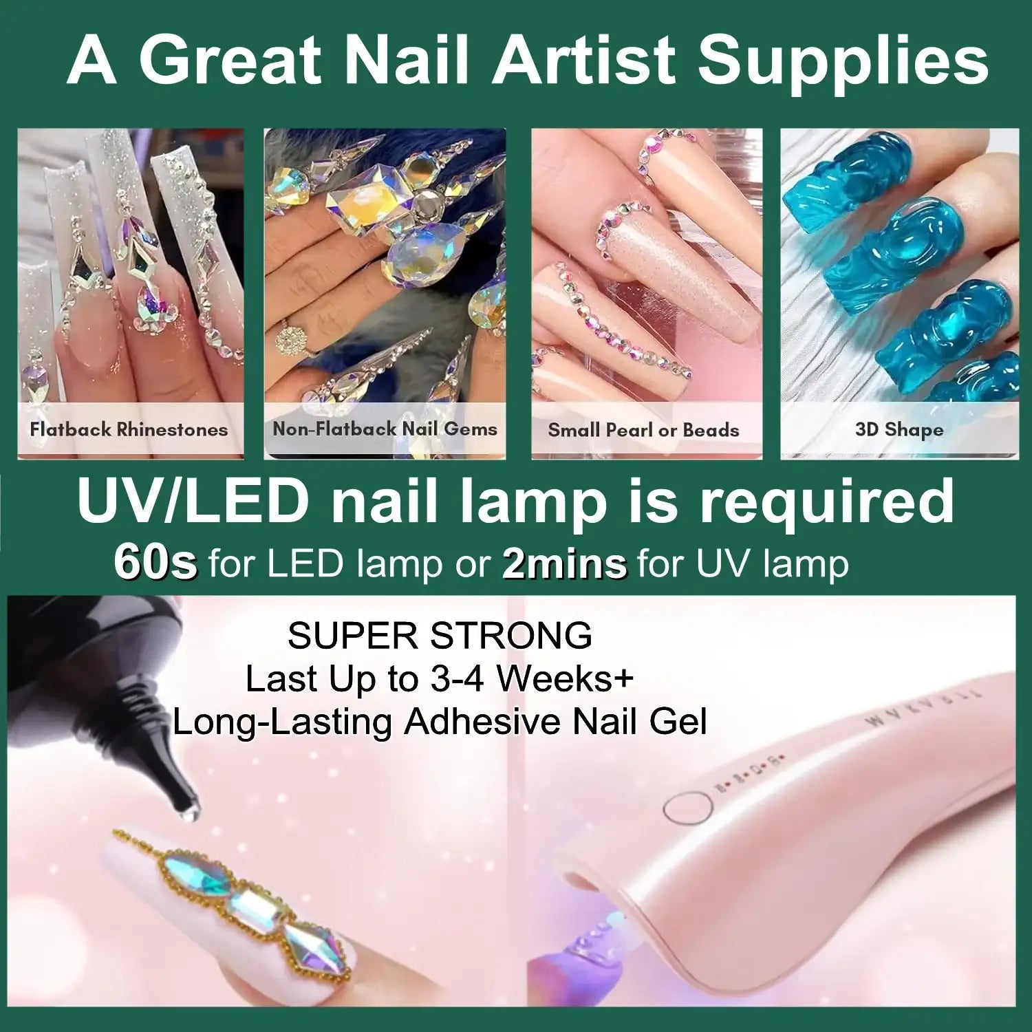 Makartt Super Strong Nail Glue for Rhinestones