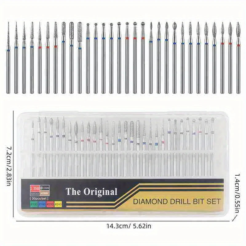 Diamond Nail Drill Bits by TaoTips – 30-Piece Set