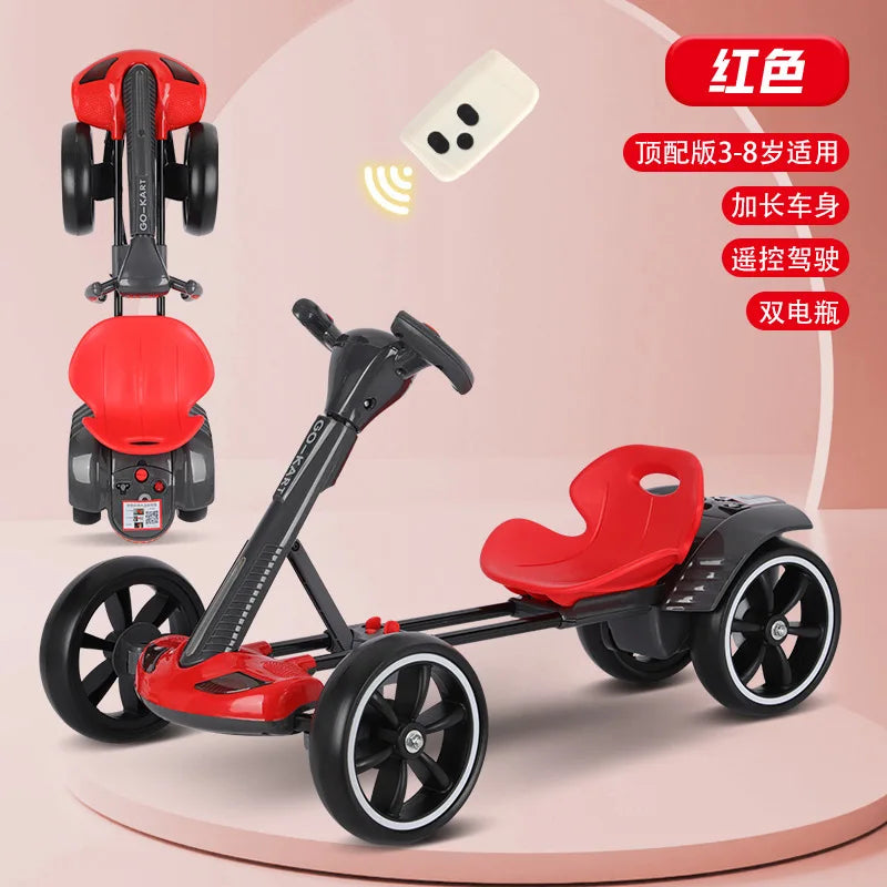 Kids Electric Go Kart with Double Battery Ride - Foldable 