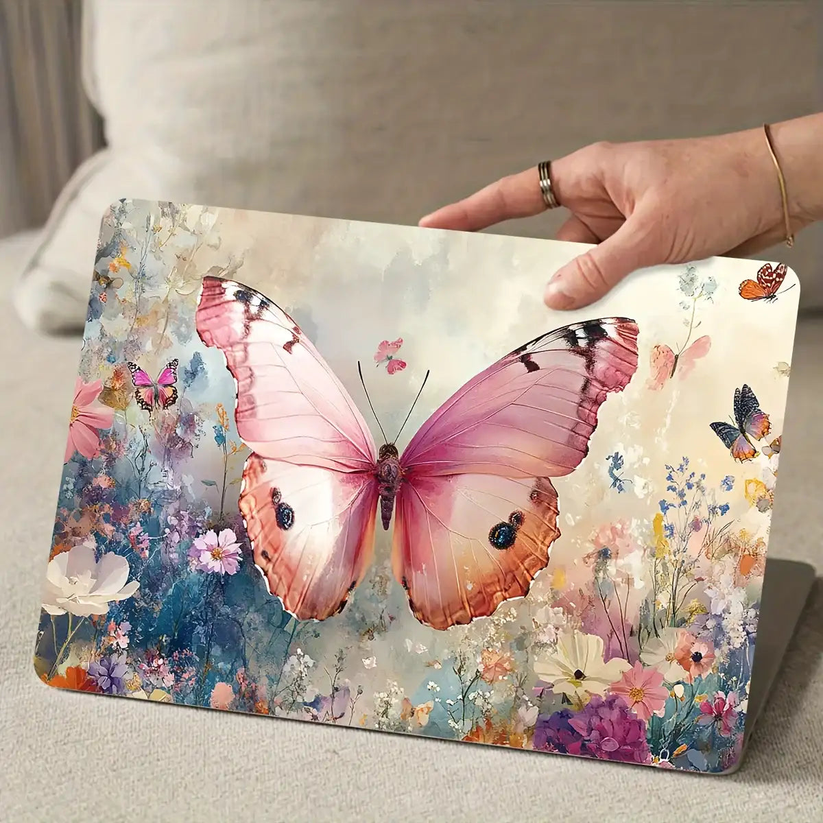 Butterfly Laptop Stickers – Beige, Waterproof -2Pcs 