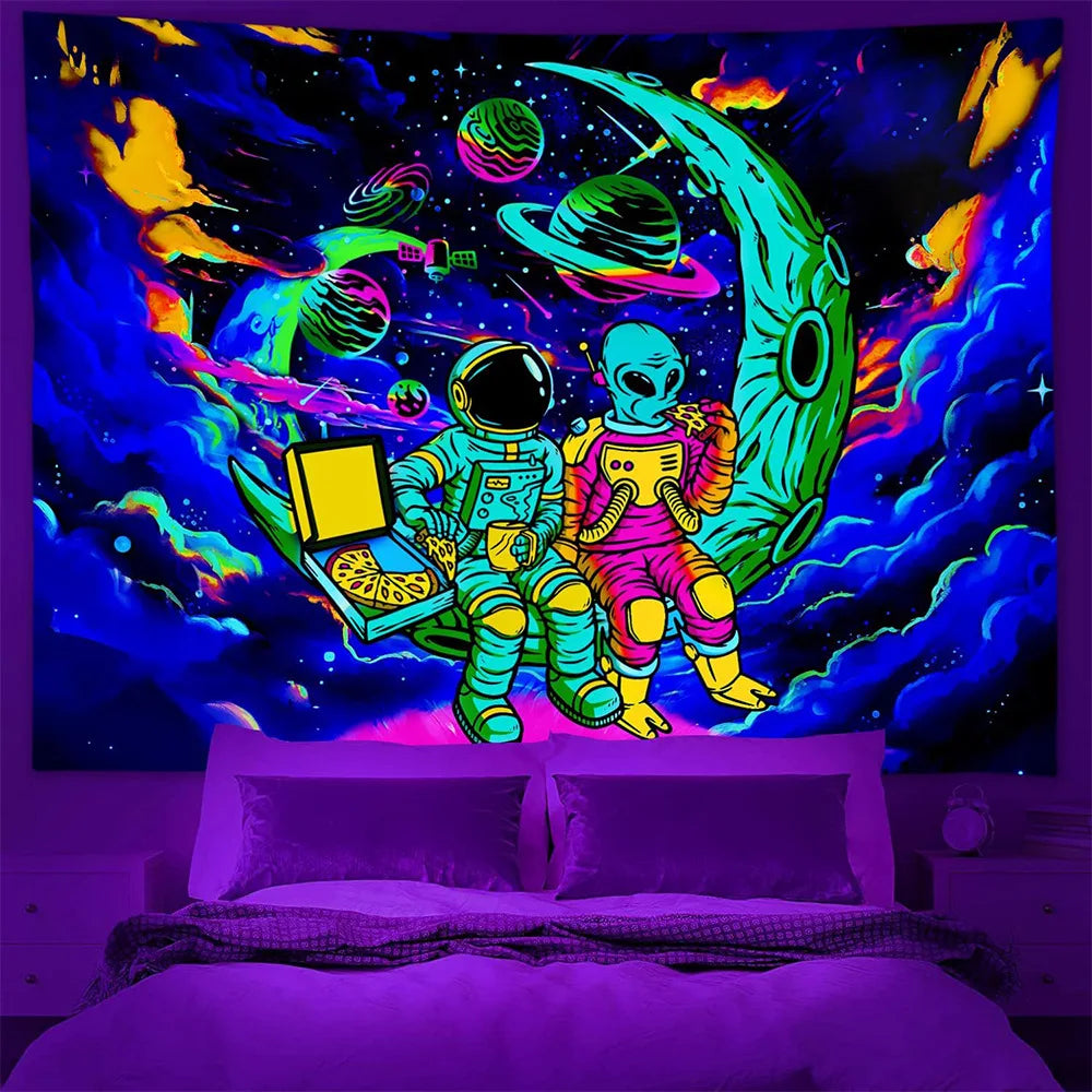 UV Reactive Alien Black Light Tapestry