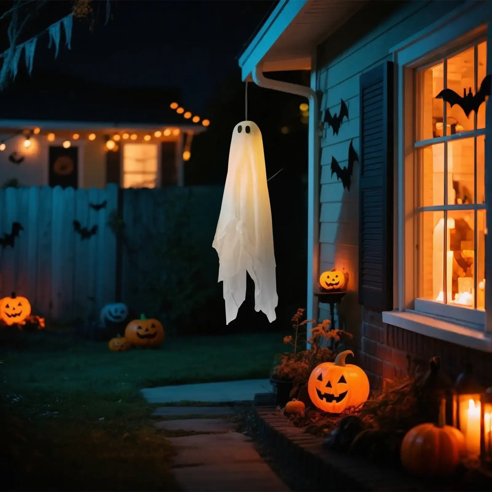 Halloween Glowing Hanging Ghost Ornaments 3pcs Pack
