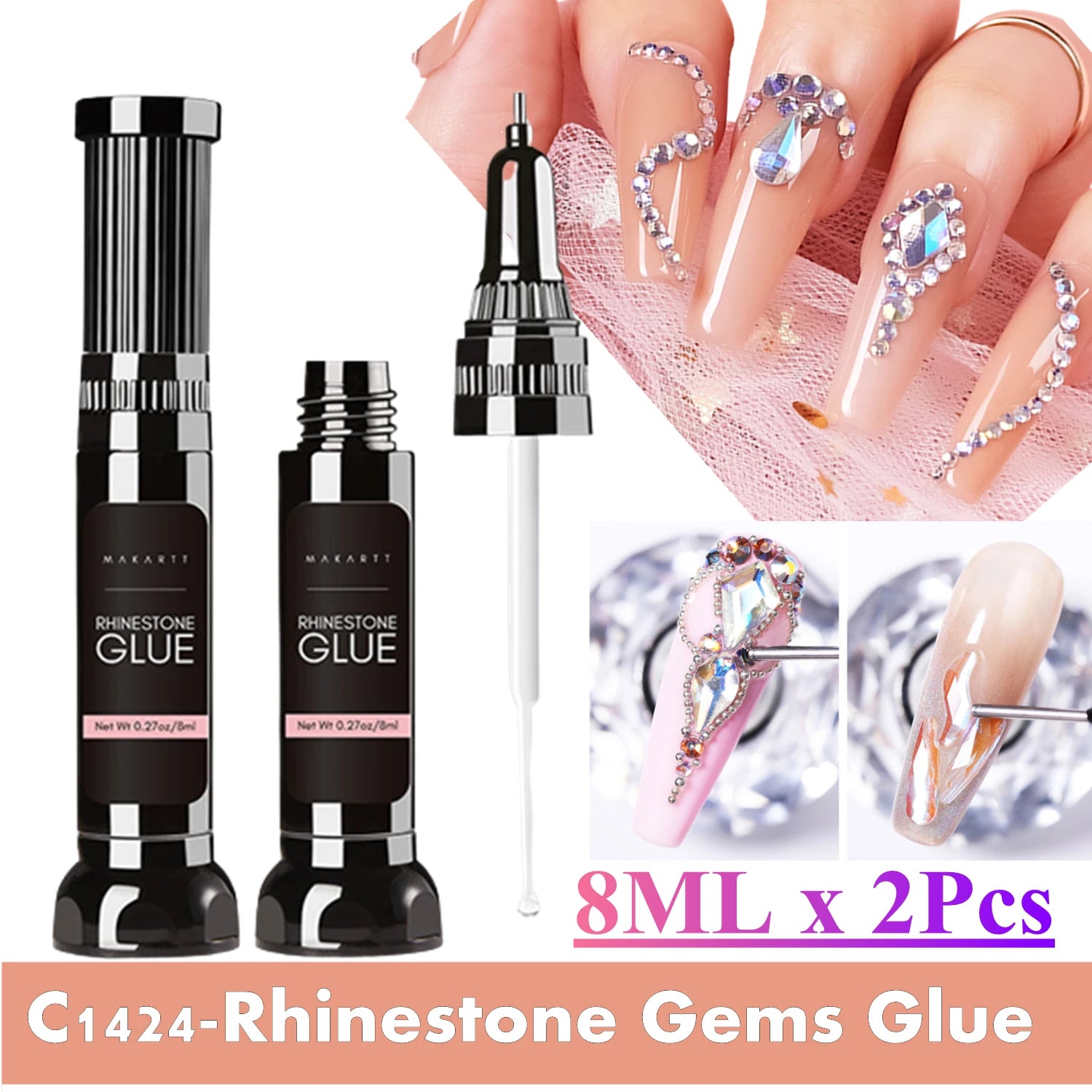 Makartt Super Strong Nail Glue for Rhinestones