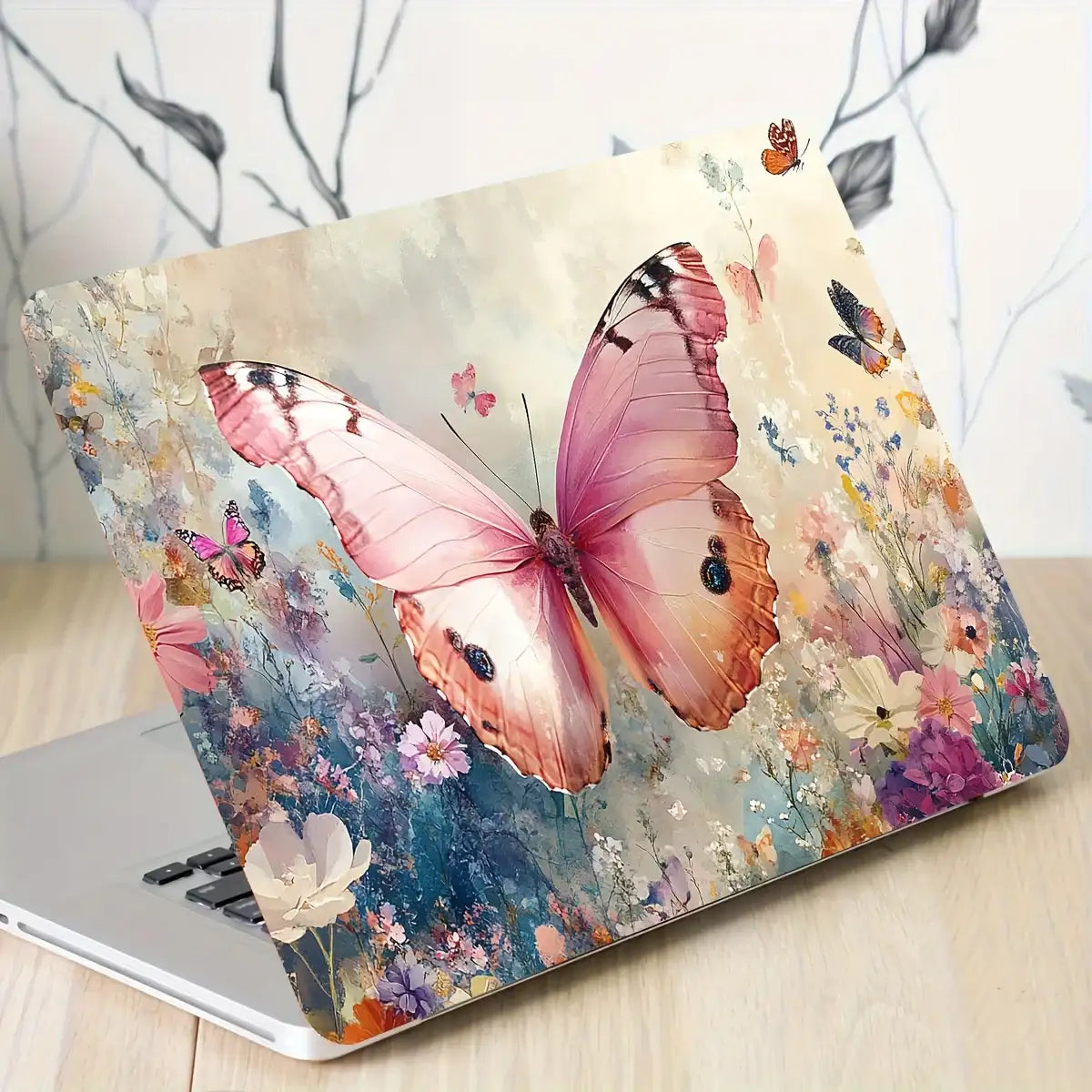 Butterfly Laptop Stickers – Beige, Waterproof -2Pcs 