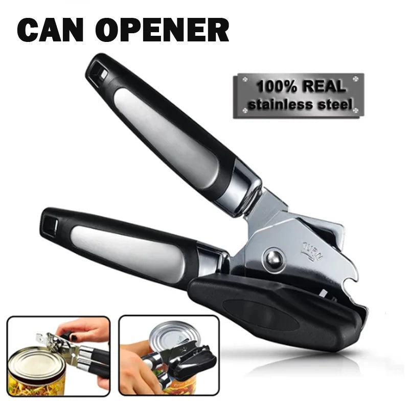 Stainless Steel Multifunction Can Opener with Grip