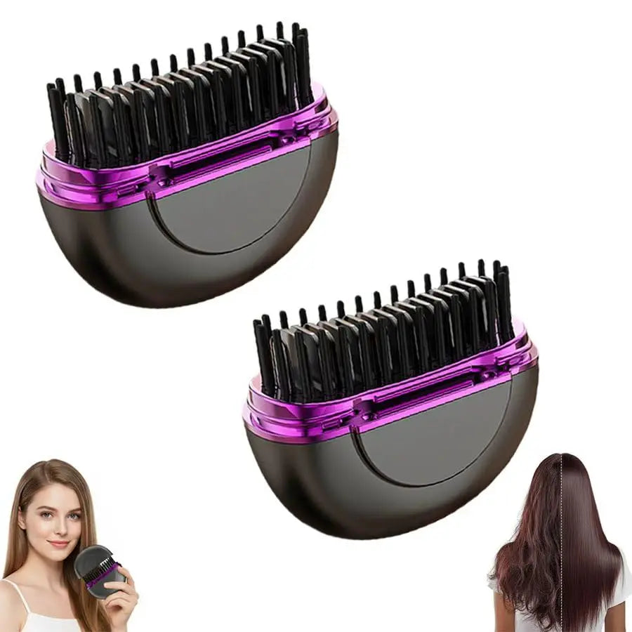 Portable Hair Straightener Brush – Fast Heating Styling Tool