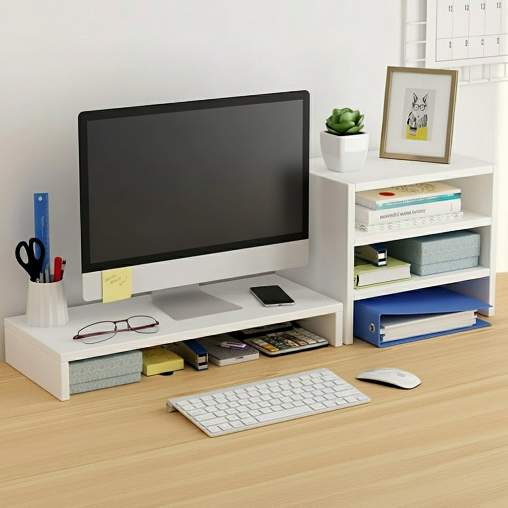 Wood Desktop Computer Stand for Monitor & Laptop