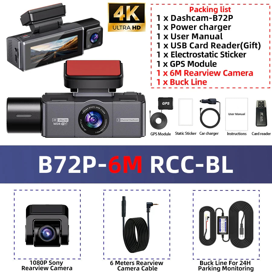 4K 3 Channel Dashcam