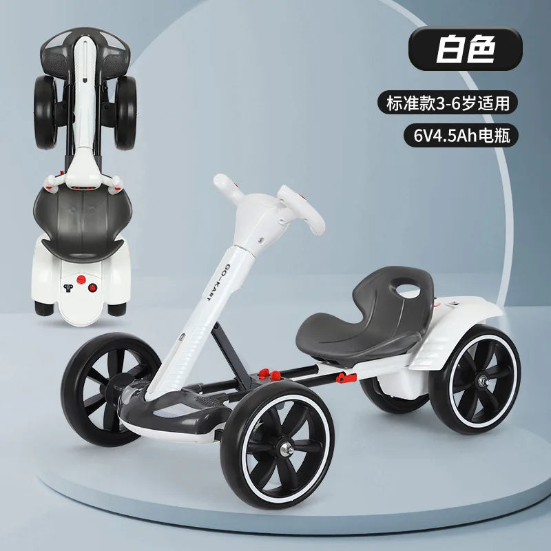 Kids Electric Go Kart with Double Battery Ride - Foldable 
