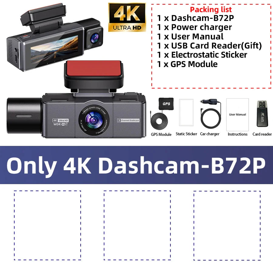 4K 3 Channel Dashcam