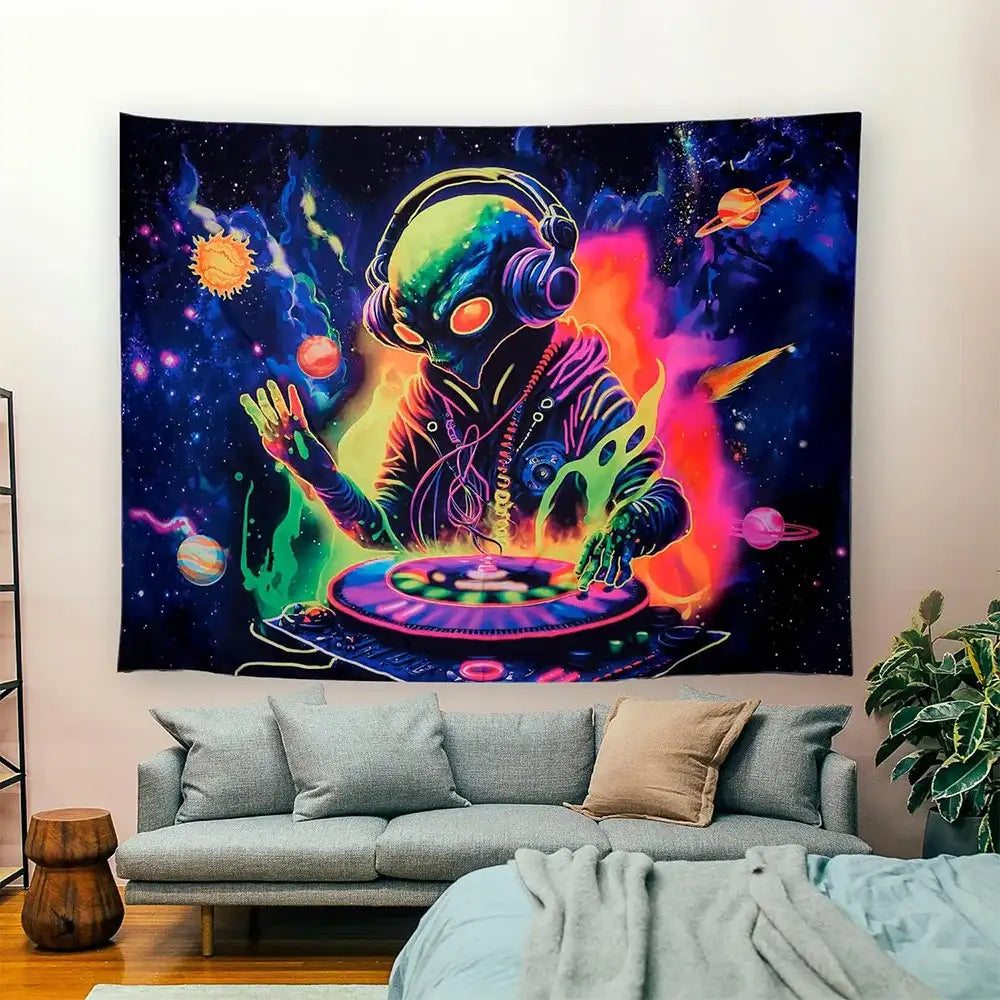UV Reactive Alien Black Light Tapestry