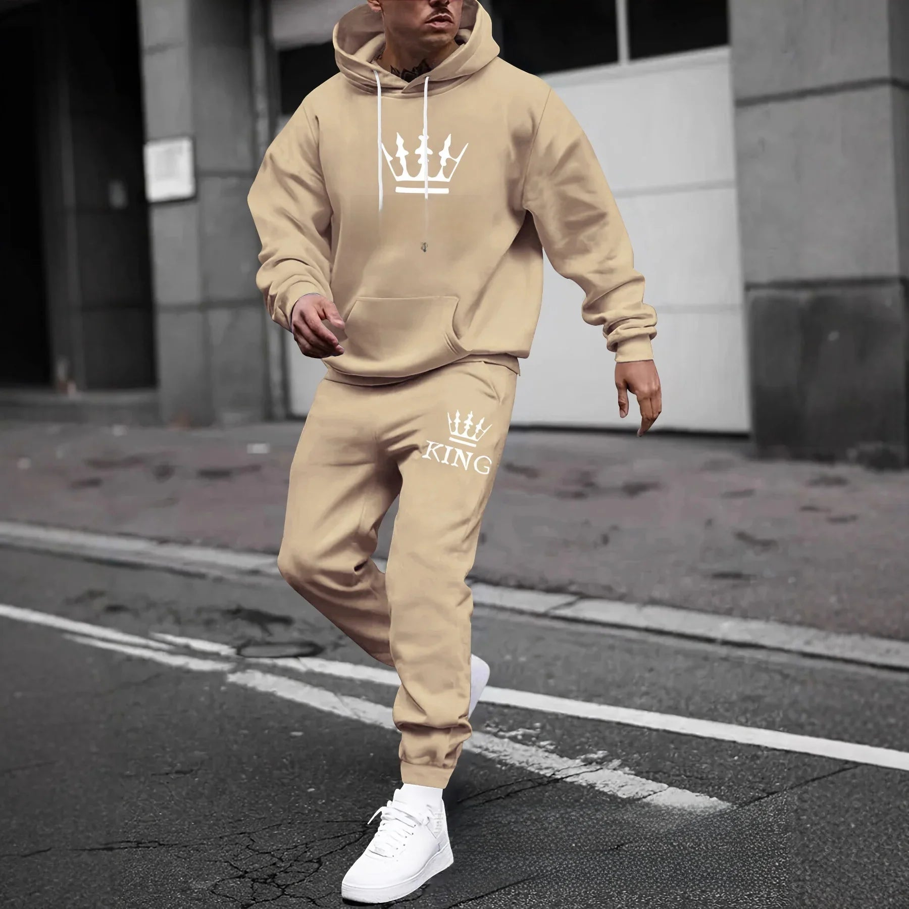 Men's Thickened Hoodie And Pants Set