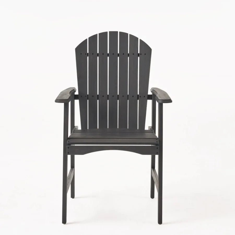 Outdoor Weather Resistant Acacia Wood Adirondack Dining Chairs (Set of 2), Dark Gray Finish - AURA