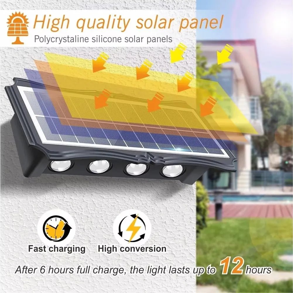 Solar Wall Lamp Outdoor Solar LED Light Waterproof Up And Down Luminous Lighting - AURA