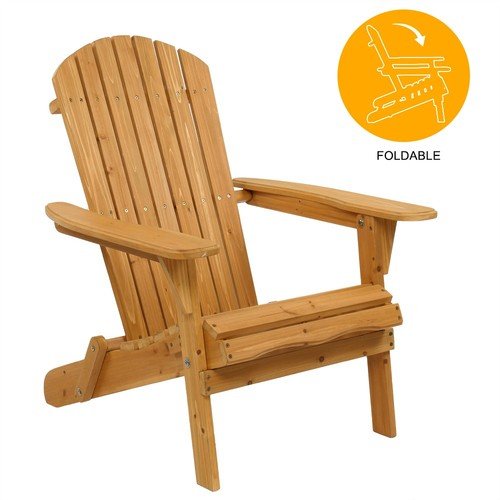2PCS Foldable Fir Wood Adirondack Chair Patio Furniture Conversation Lounge Seat - AURA