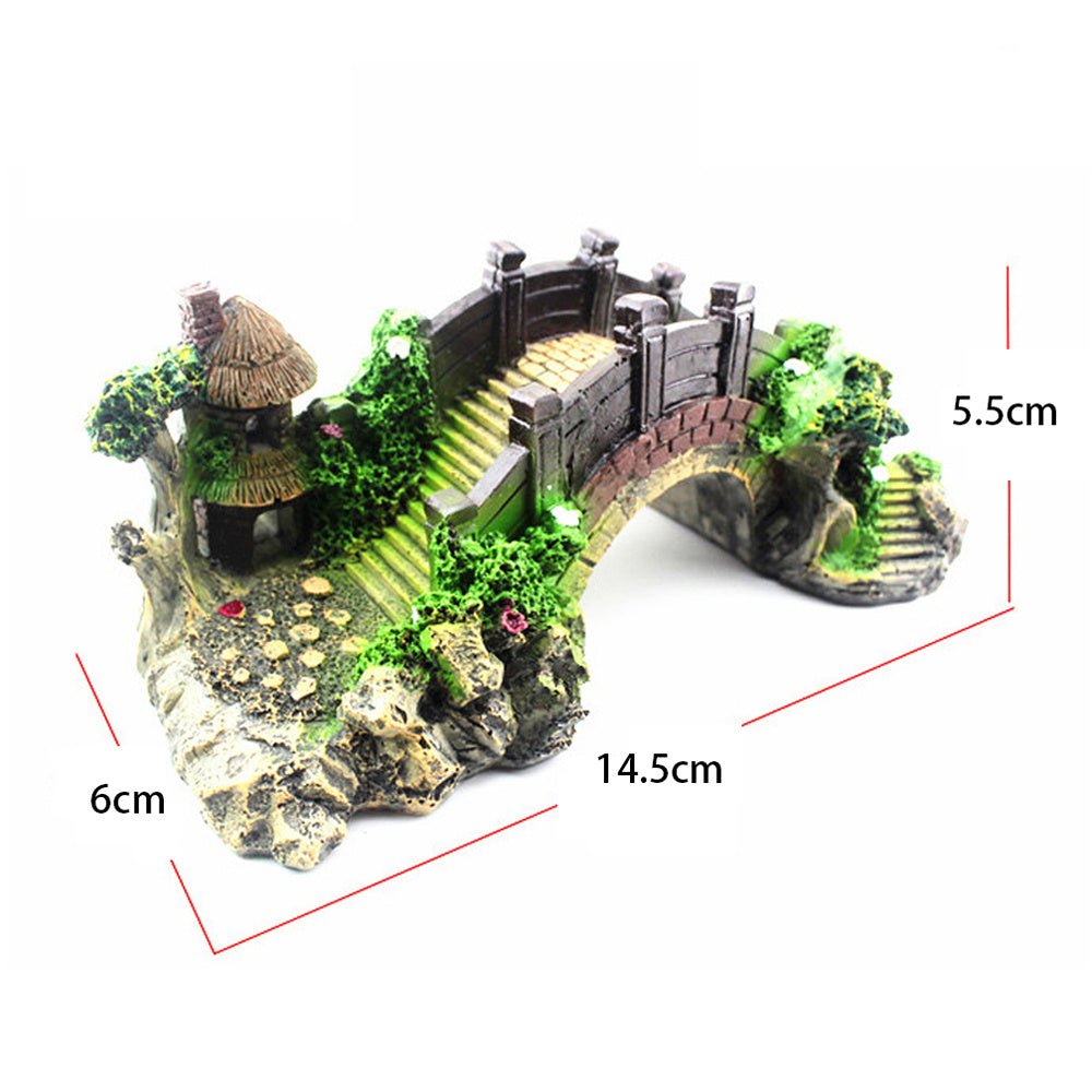 Resin Bridge Arch Bridge Black Red Bridge Fish Tank Landscaping Decoration - AURA