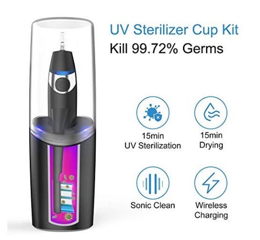 Electric Travel Rechargeable Toothbrush with Portable UV Sterilizer Drying Cup for Adults - AURA