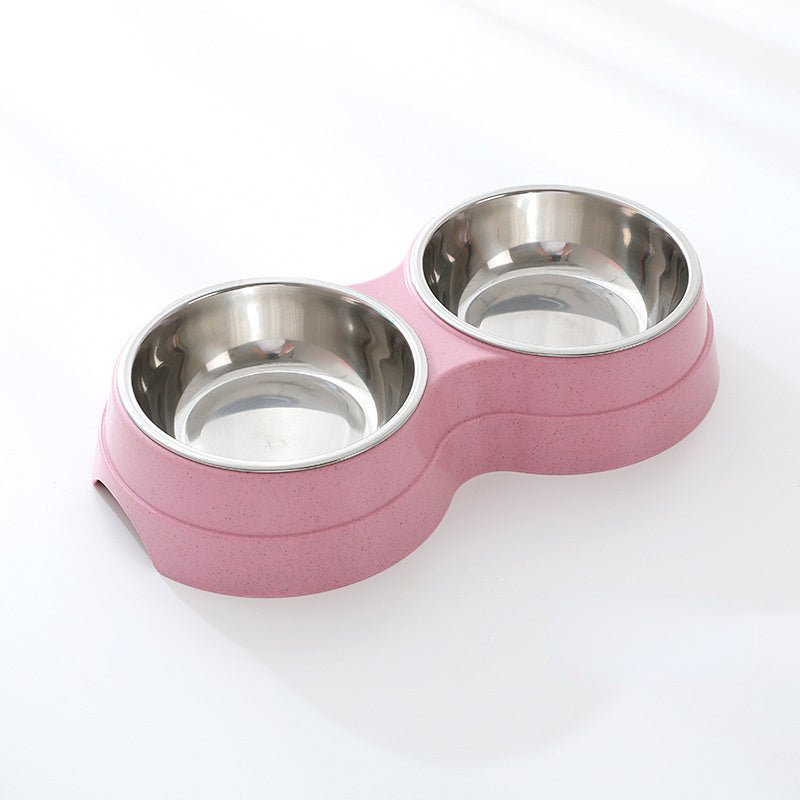 Double Pet Bowls Dog Food Water Feeder Stainless Steel - AURA