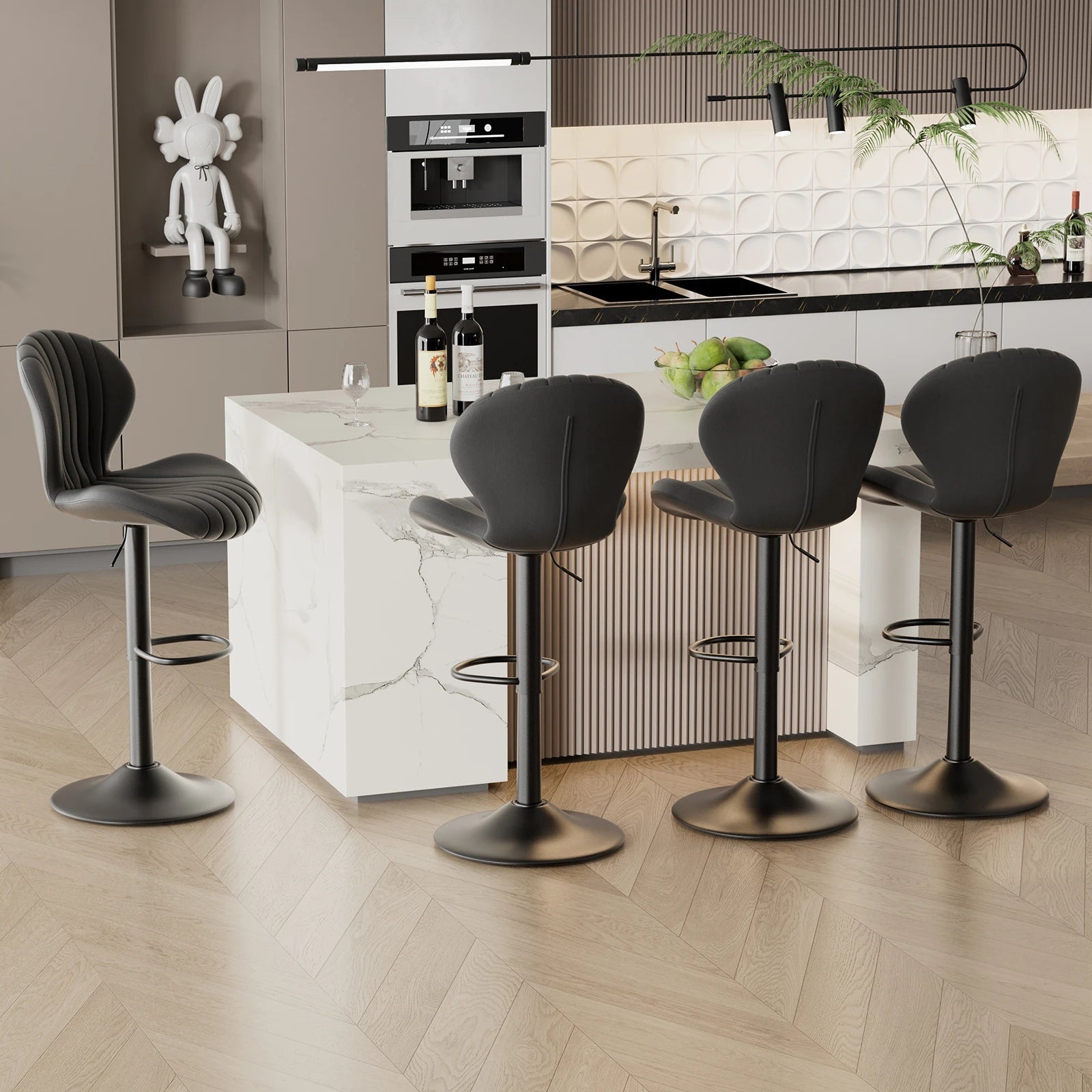 2 Modern Bar Stools Luxury Dining Chairs - AURA