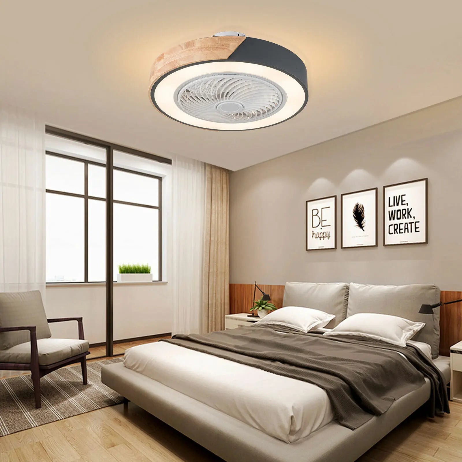 22'' Modern Ceiling Fan with Remote Dimmable LED Light - AURA