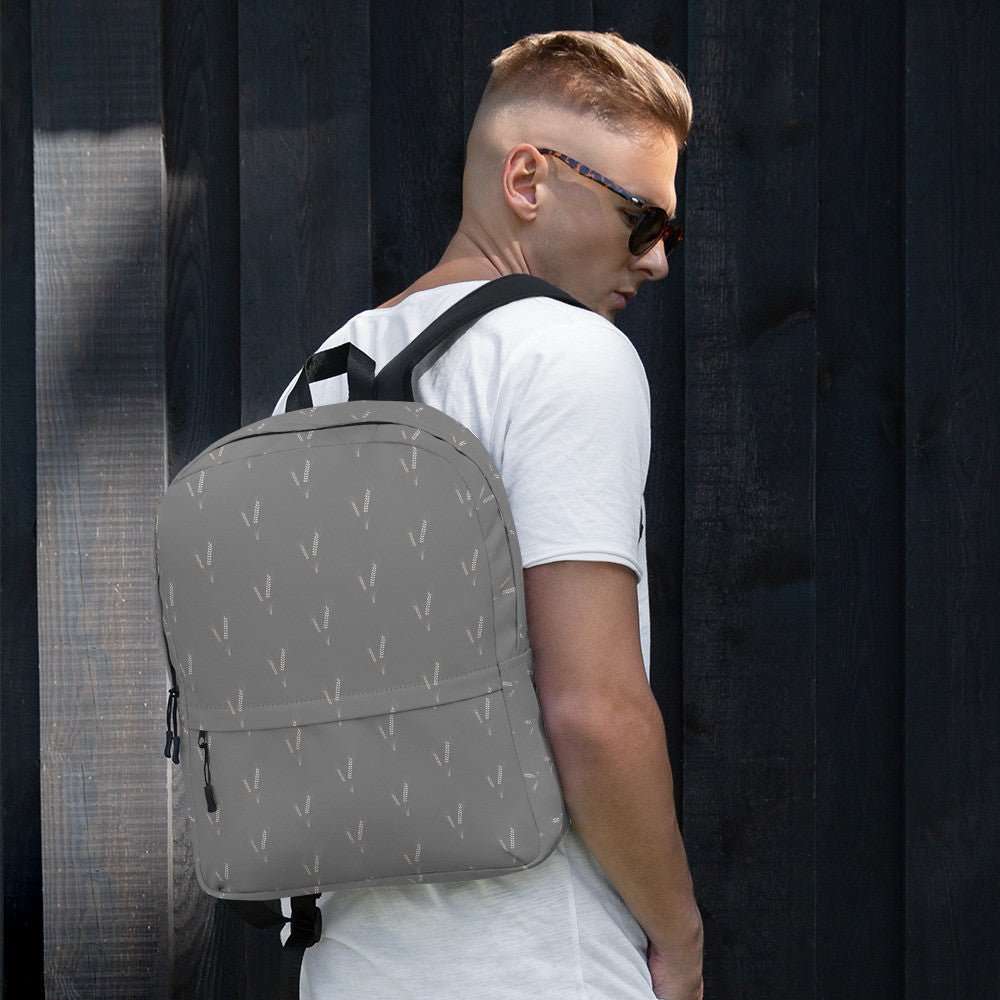 Grano Pattern Print Backpack - Light Grey - AURA