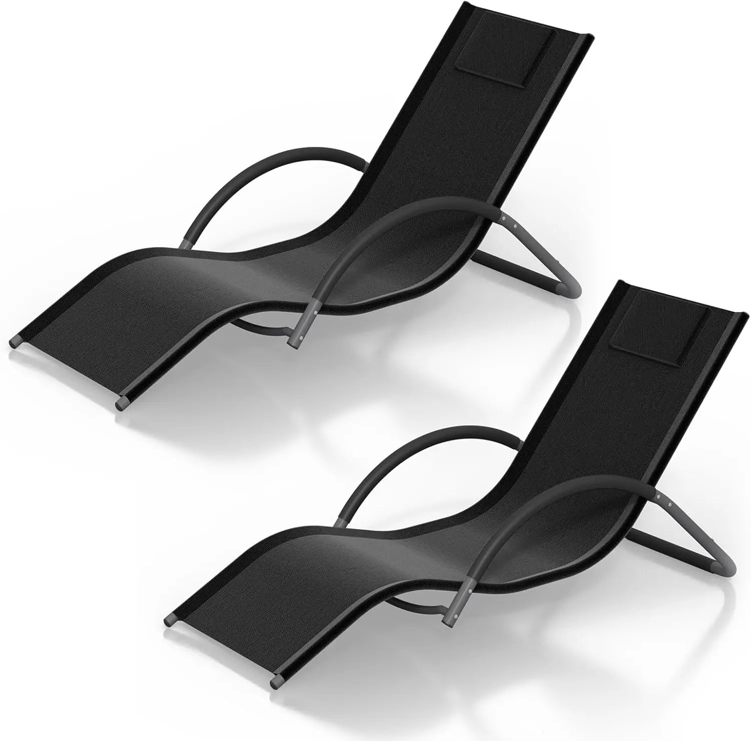 Set of 2 Outdoor Chaise Lounge Chairs, Iron Patio Loungers with Headrests – Ideal for Relaxation by The Pool, On The Balcony - AURA