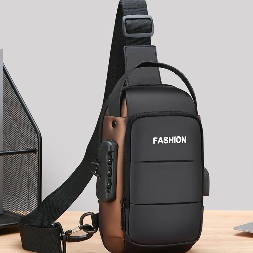 Anti - theft Men's Chest Bag USB Charging Port - AURA