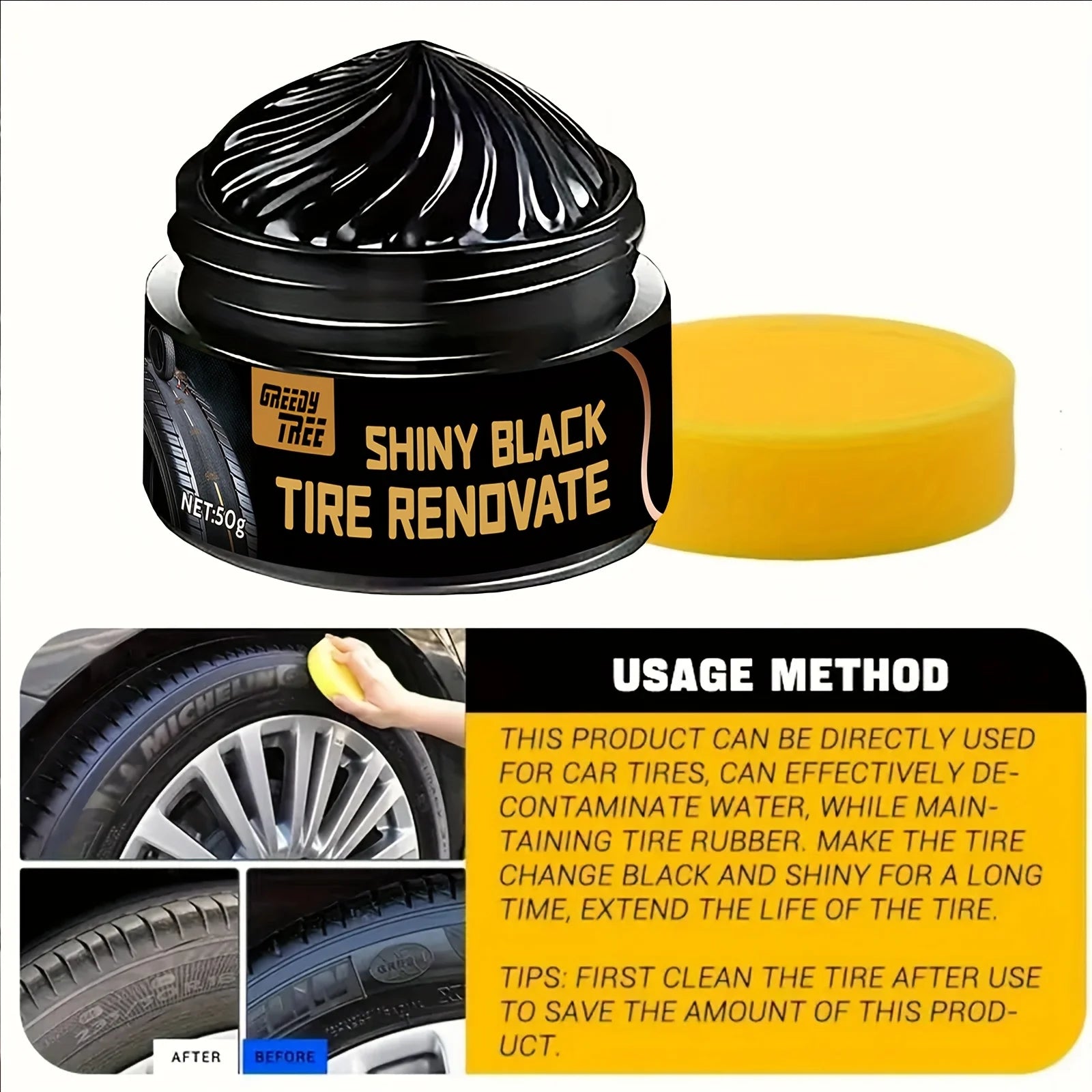 Tire Shine & Plastic Repair Paste - Removes Scratches - AURA