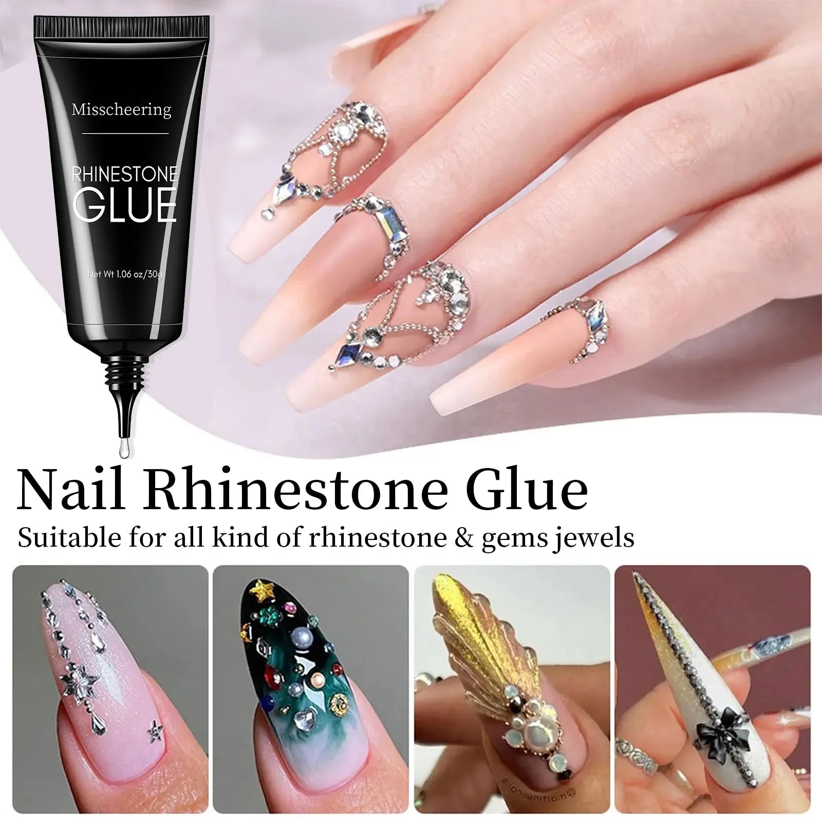 30g Nail Rhinestone Glue for Nails Super Strong Gel Nail Glue - AURA