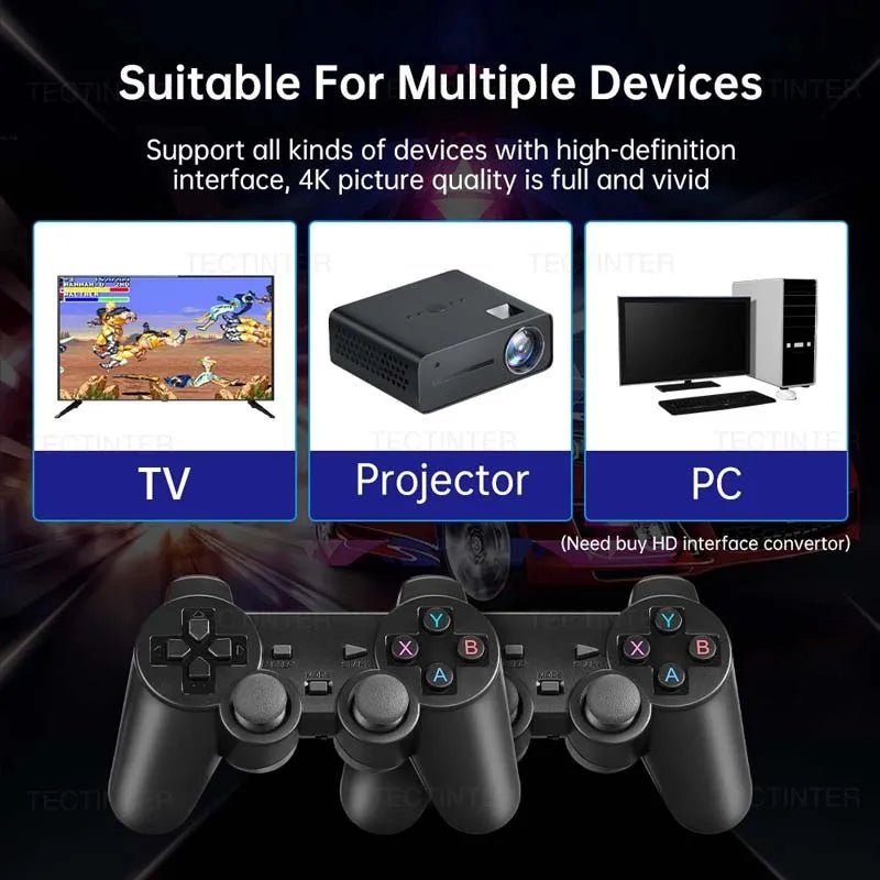 Video Game Console Built - in 20000 Games Wireless Controller TV Game Stick 4K HD - AURA