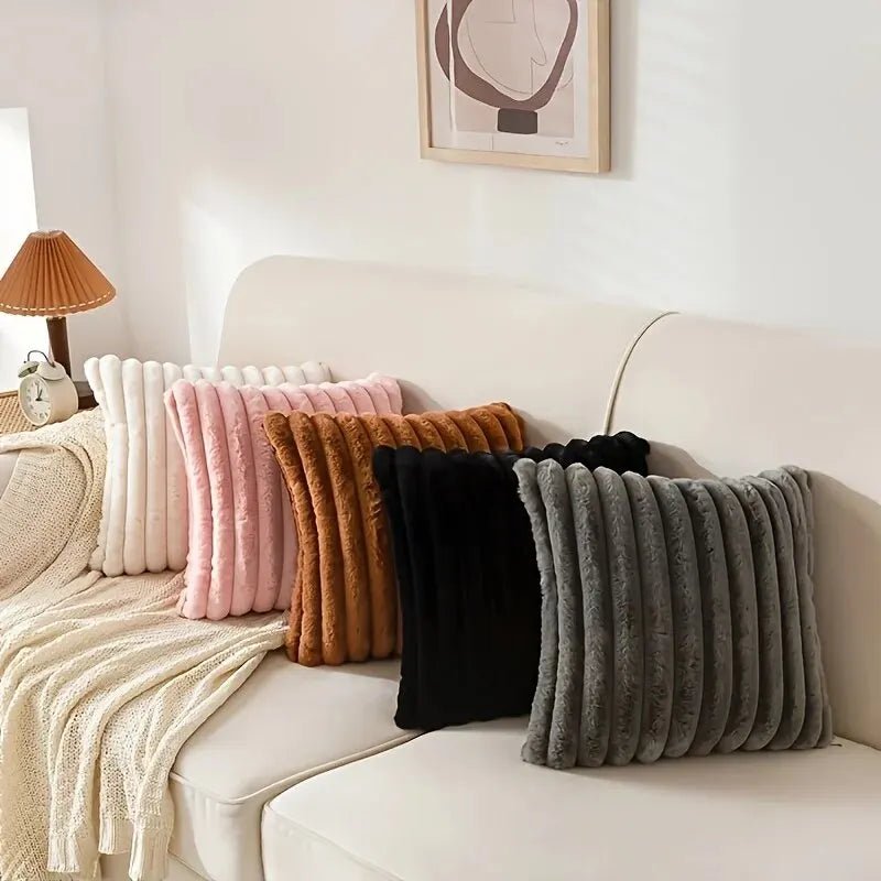 1pc Stripe Corduroy Pillow Case Creative Home Fabric Pillow Cushion For Sofa - AURA