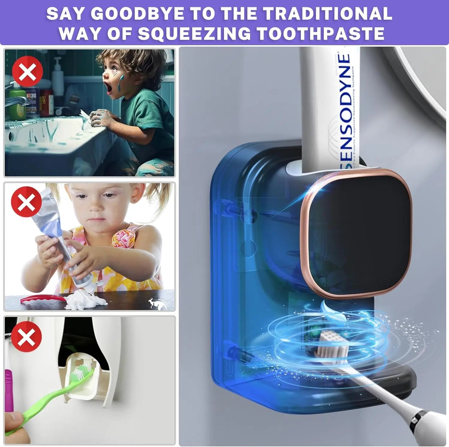 3 Mode Toothpaste Dispenser Removable Bathroom - AURA