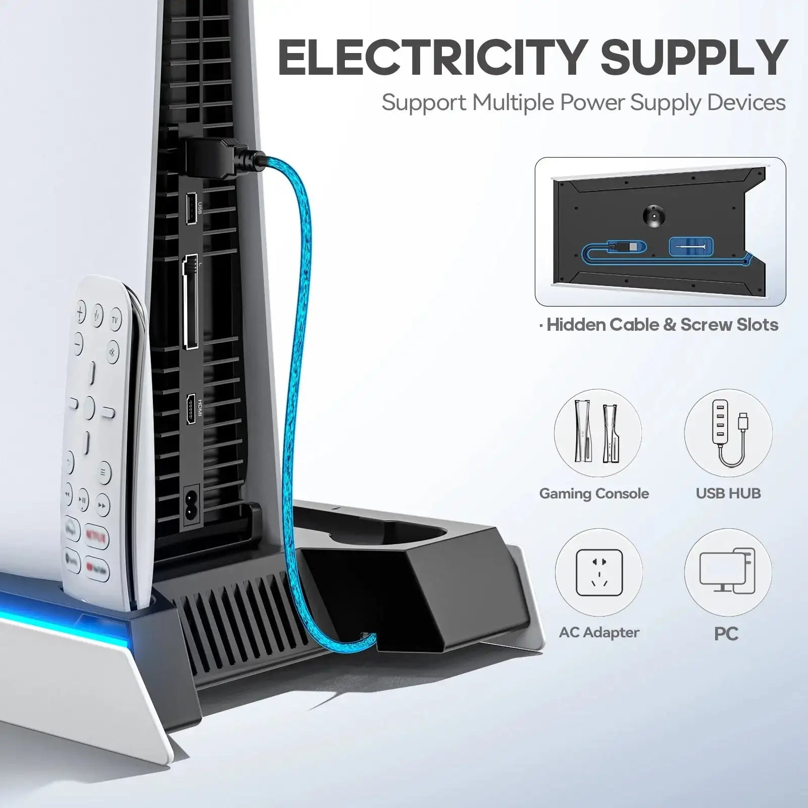 PS5/ PS5 Slim/ PS5 Pro Stand for Disc & Digital Console PS5 Cooling - AURA