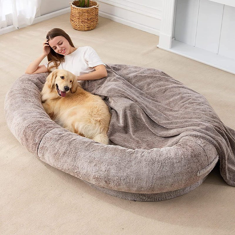 Large Human Short Plush Dog Bed - AURA