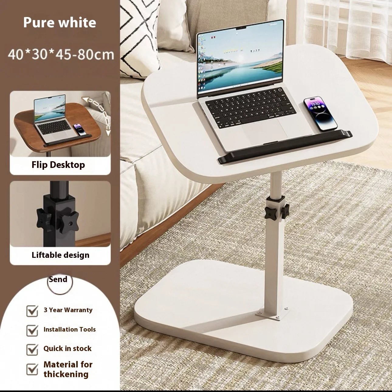 Mobile adjustable edge table Household foldable Mobile Lift Computer Desk - AURA