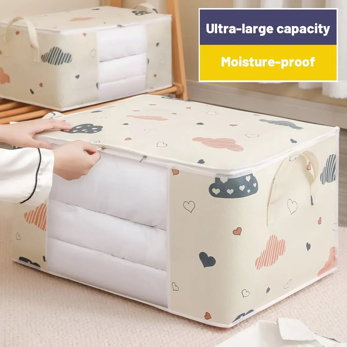 Large Capacity Clothes Storage Bag Organizer With Reinforced Handle - AURA