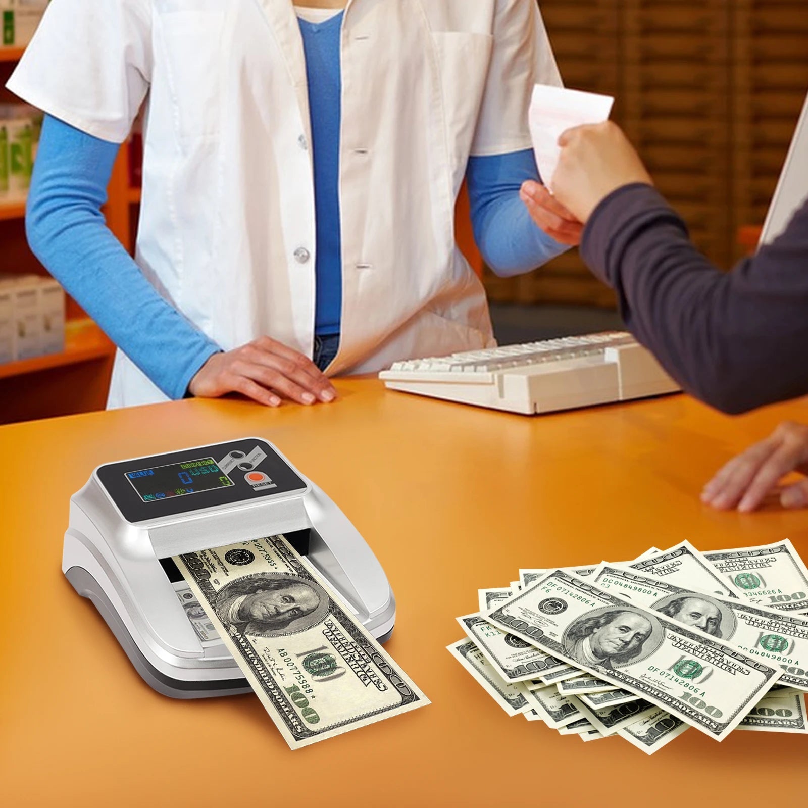 110V Money Counter Machine, Dollar Bill Detector, Counterfeit Money Checker - AURA