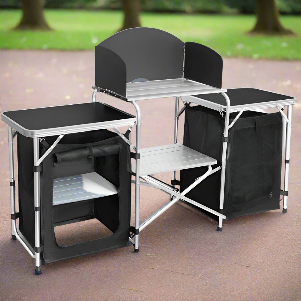 Outdoor Camping Folding Table with Large Storage Organizer - AURA