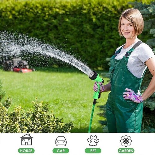 Expanding Expandable Flexible Garden Water Hose w Spray Nozzle 25, 50, - AURA