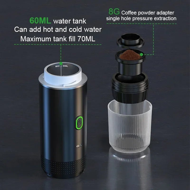 Wireless Electric Portable Espresso Coffee Machine for Car & Home Camping Coffee Maker - AURA