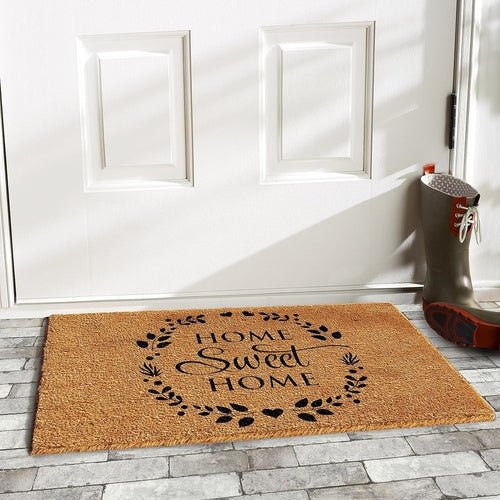 17" X 29" Natural and Black Coir Home Sweet Home Outdoor Door Mat - AURA