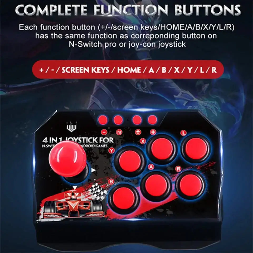 4 in 1 Retro Arcade Station Fighting Stick Game Joystick Controller USB Wired - AURA