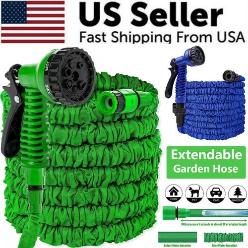 Expanding Expandable Flexible Garden Water Hose w Spray Nozzle 25, 50, - AURA