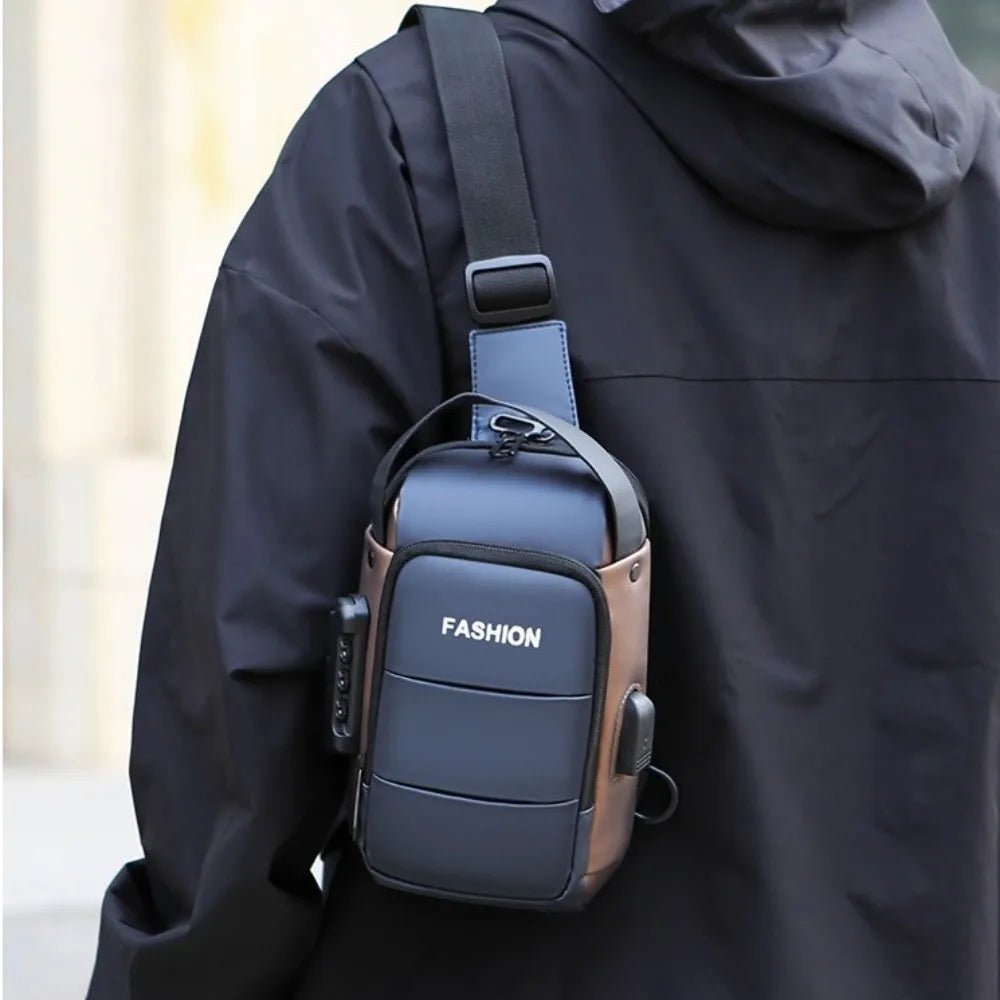 Anti - theft Men's Chest Bag USB Charging Port - AURA