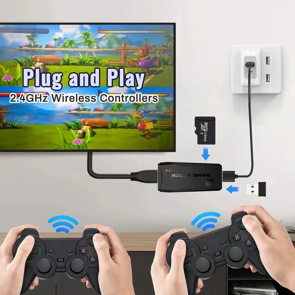 Video Game Console Built - in 20000 Games Wireless Controller TV Game Stick 4K HD - AURA