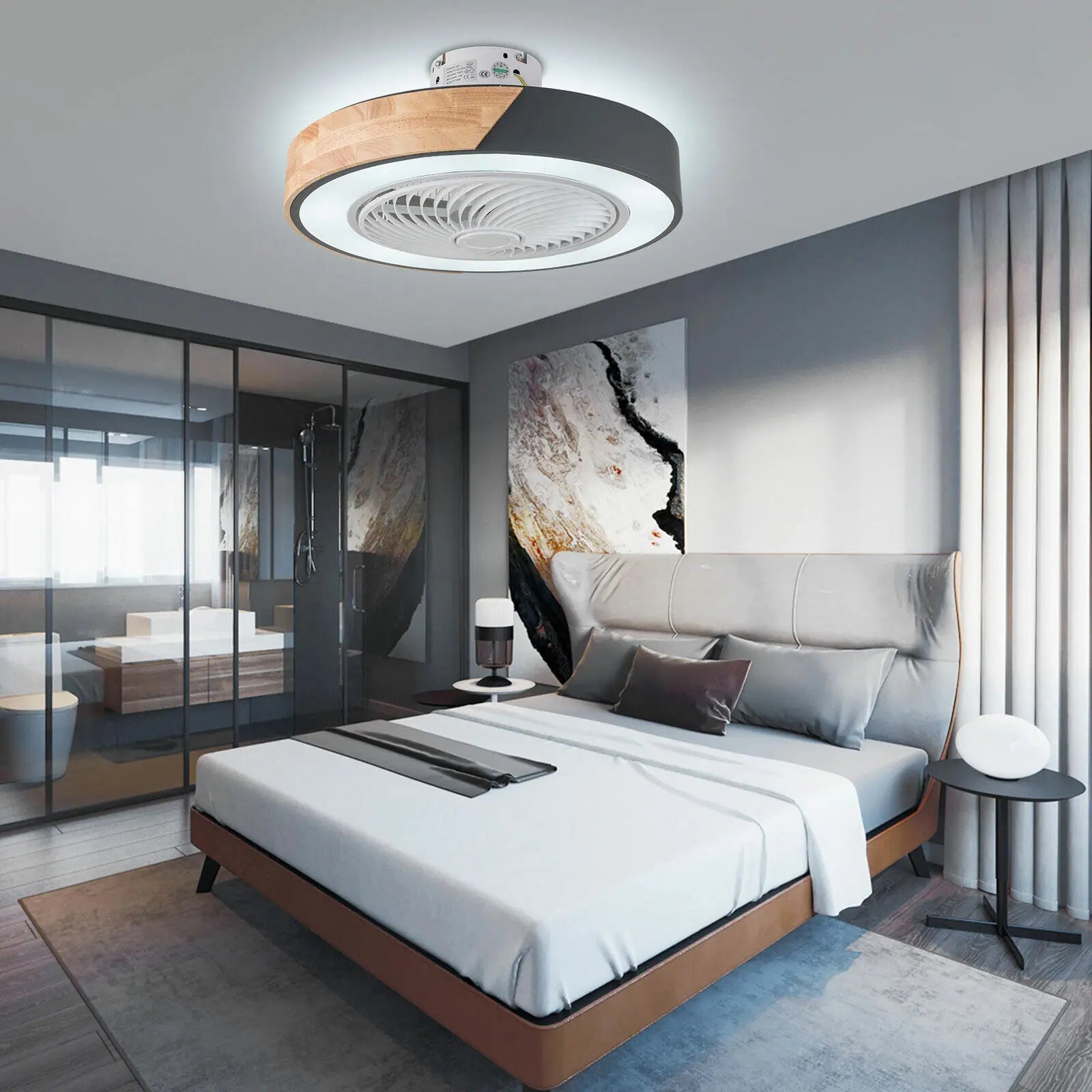 22'' Modern Ceiling Fan with Remote Dimmable LED Light - AURA